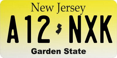NJ license plate A12NXK