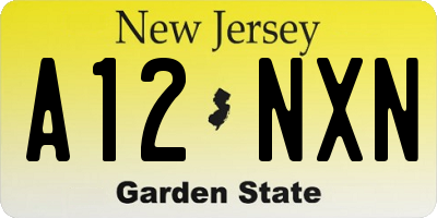NJ license plate A12NXN