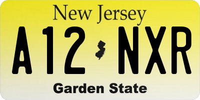 NJ license plate A12NXR