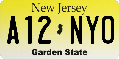 NJ license plate A12NYO