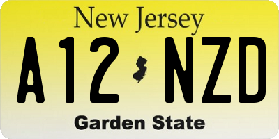 NJ license plate A12NZD