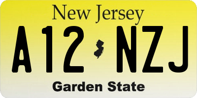 NJ license plate A12NZJ