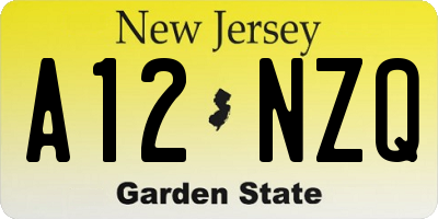 NJ license plate A12NZQ