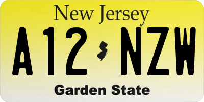 NJ license plate A12NZW