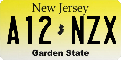 NJ license plate A12NZX