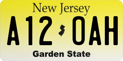 NJ license plate A12OAH