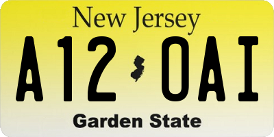 NJ license plate A12OAI