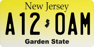 NJ license plate A12OAM