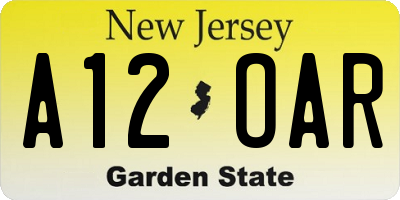 NJ license plate A12OAR
