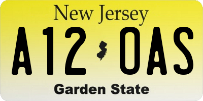NJ license plate A12OAS