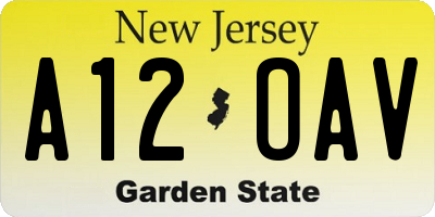 NJ license plate A12OAV
