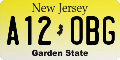 NJ license plate A12OBG