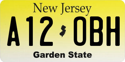 NJ license plate A12OBH