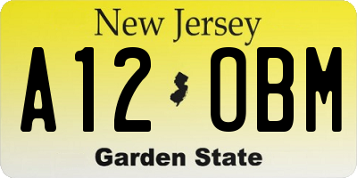 NJ license plate A12OBM