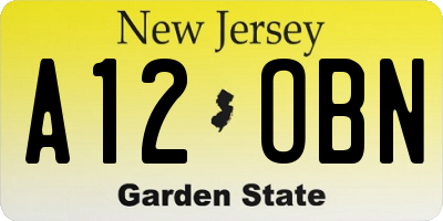 NJ license plate A12OBN