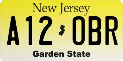 NJ license plate A12OBR