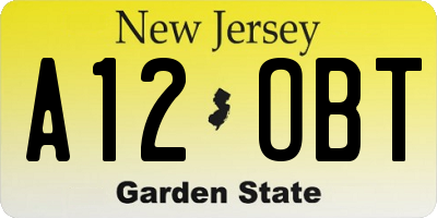 NJ license plate A12OBT
