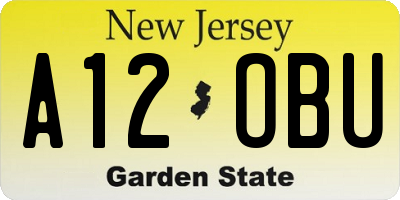 NJ license plate A12OBU