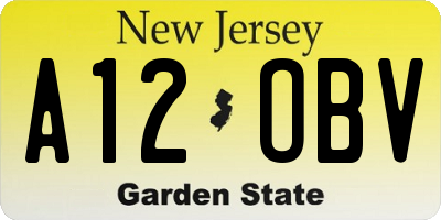 NJ license plate A12OBV