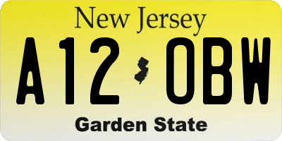 NJ license plate A12OBW