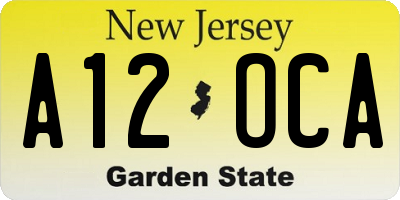 NJ license plate A12OCA