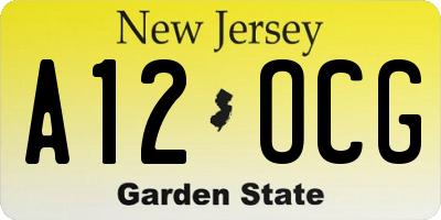 NJ license plate A12OCG