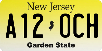NJ license plate A12OCH