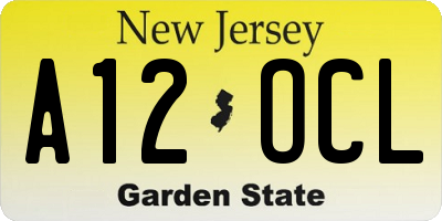 NJ license plate A12OCL