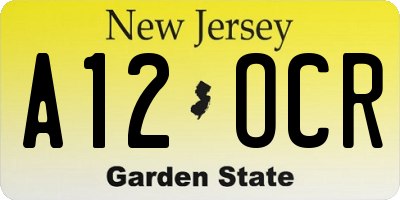 NJ license plate A12OCR