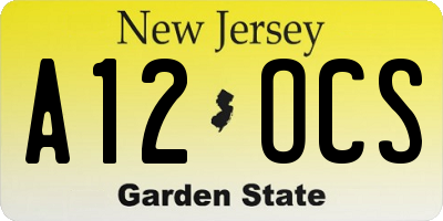 NJ license plate A12OCS