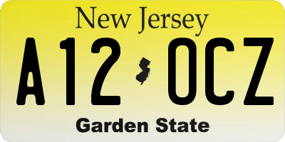 NJ license plate A12OCZ
