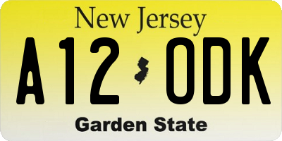 NJ license plate A12ODK