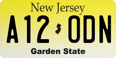 NJ license plate A12ODN