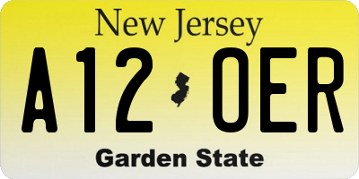NJ license plate A12OER