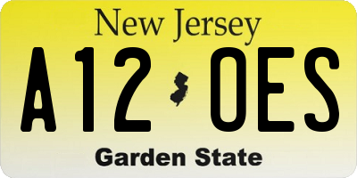 NJ license plate A12OES