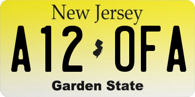 NJ license plate A12OFA