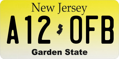 NJ license plate A12OFB