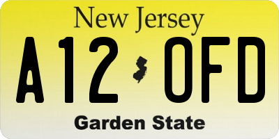 NJ license plate A12OFD