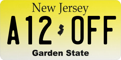 NJ license plate A12OFF