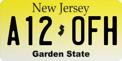NJ license plate A12OFH