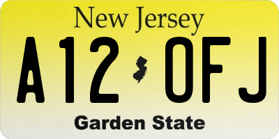 NJ license plate A12OFJ