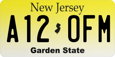 NJ license plate A12OFM