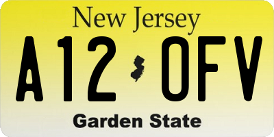 NJ license plate A12OFV