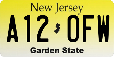 NJ license plate A12OFW