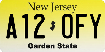 NJ license plate A12OFY