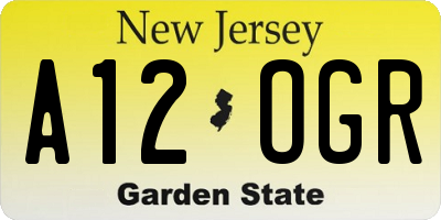 NJ license plate A12OGR