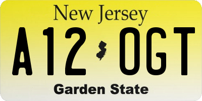 NJ license plate A12OGT