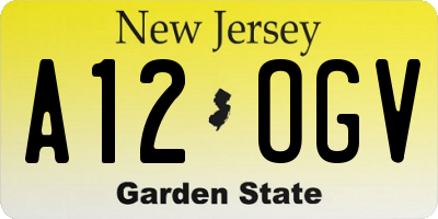 NJ license plate A12OGV