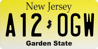 NJ license plate A12OGW