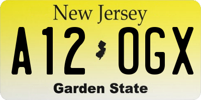 NJ license plate A12OGX